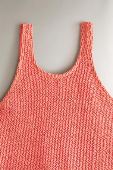 KIDS’ TEXTURED BEACH SWIMSUIT — Coral 2
