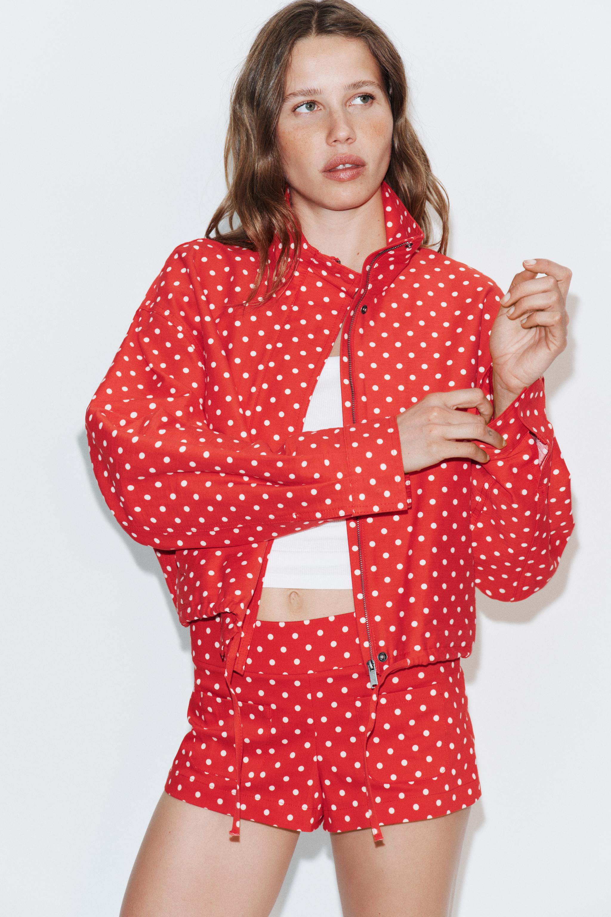 PUFFED POLKA DOT JACKET - Blue / White | ZARA United States