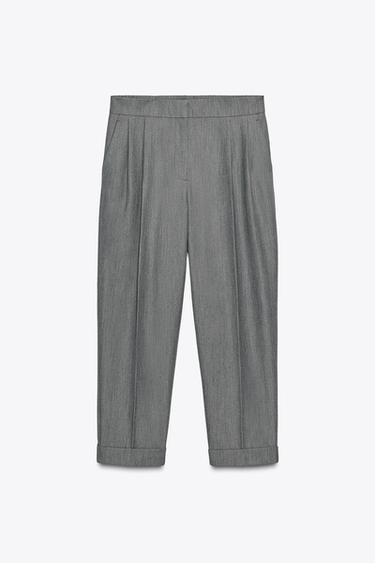 CALÇA CINTURA ELÁSTICA - Cinzento da Zara
