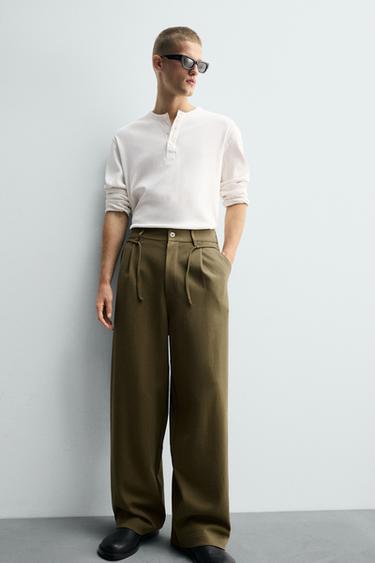 PLEATED DRAWSTRING TROUSERS - Ochre by Zara - Image 4