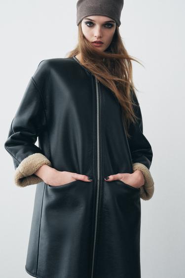 ABRIGO DOBLE FAZ ZW COLLECTION - Negro de Zara