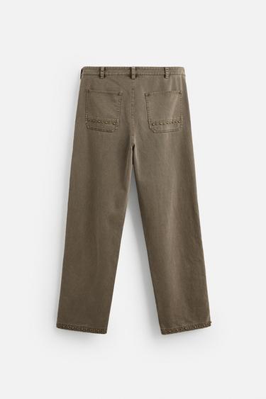PANTALON RELAXED FIT CLOUS - Beige de Zara - Image 6