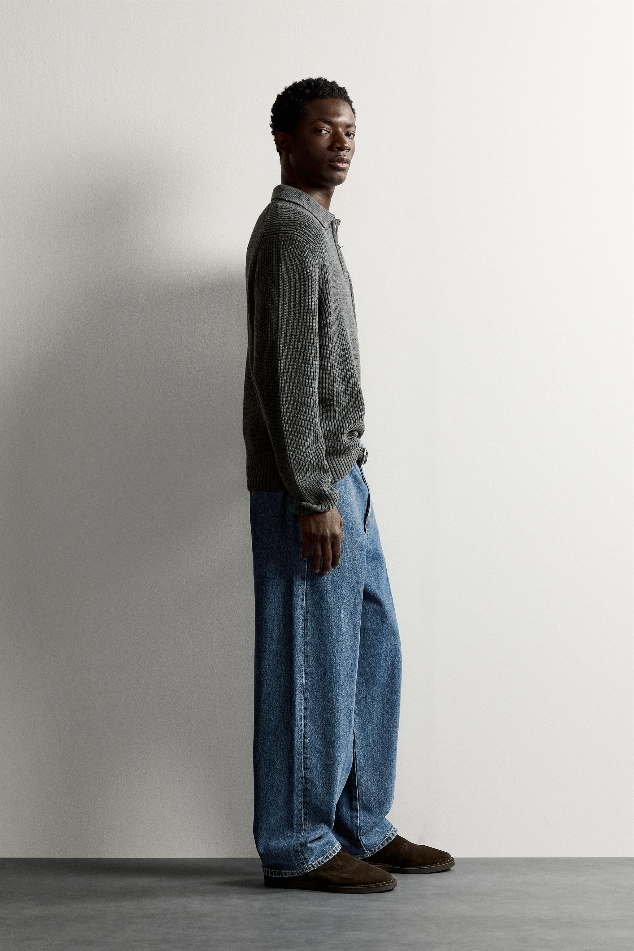 COTTON-WOOL PURL KNIT POLO