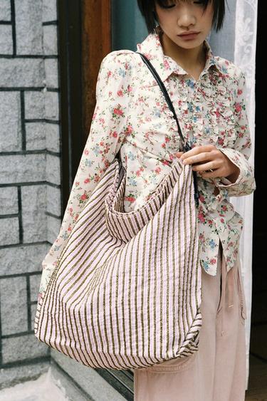 글리터 아플리케 쇼퍼 토트백 - Zara 로즈핑크