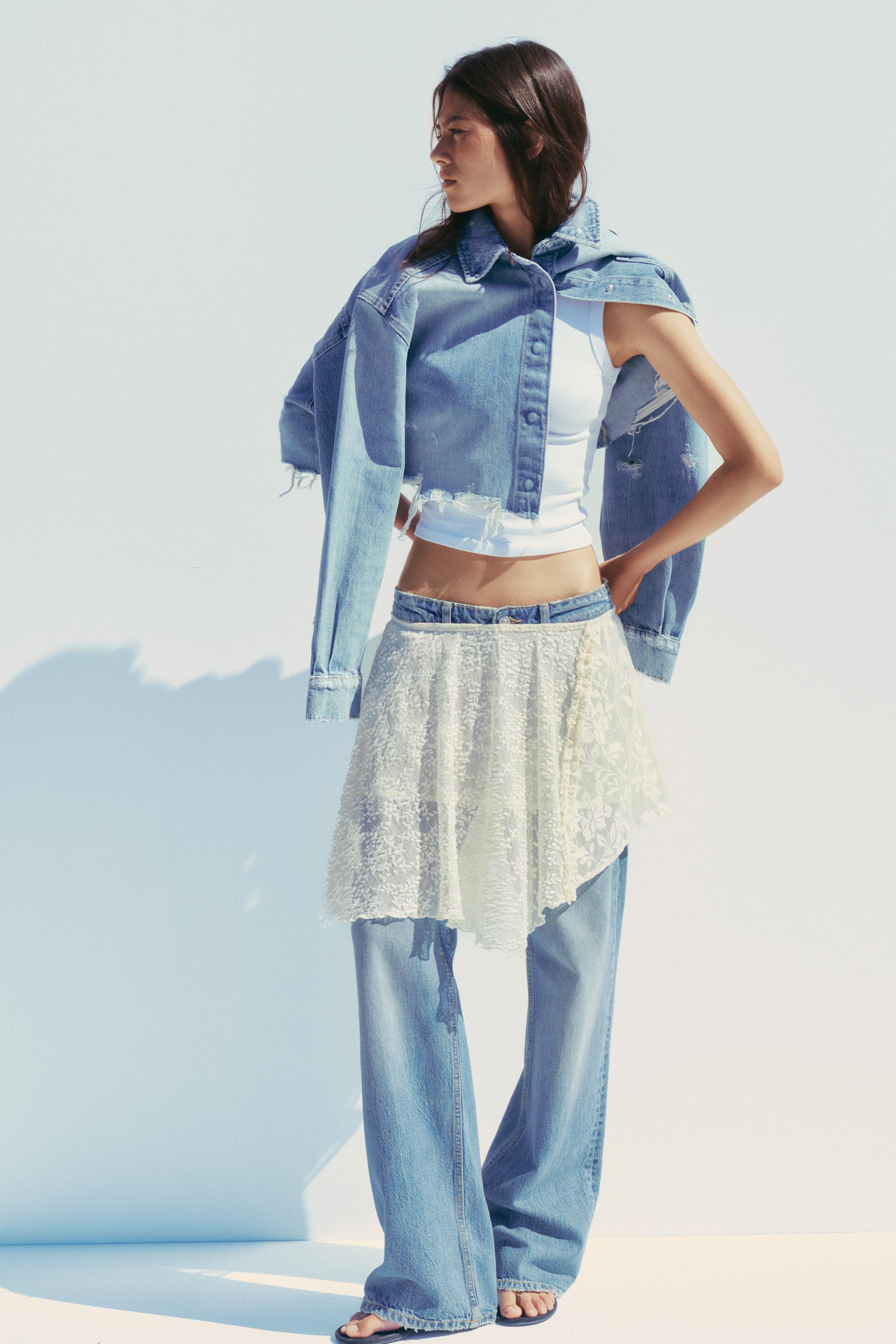 ASYMMETRIC LACE MINI SKIRT - Ecru | ZARA New Zealand