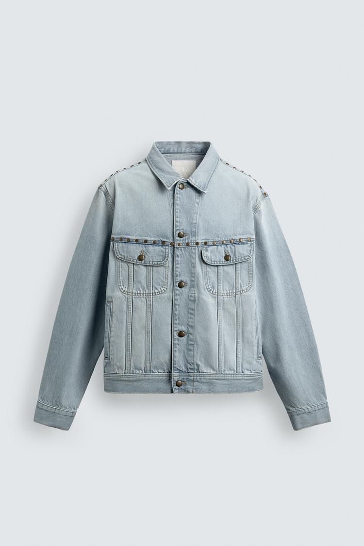 Rest Day Rhythm — RELAXED FIT DENIM JACKET WITH METAL STUDS