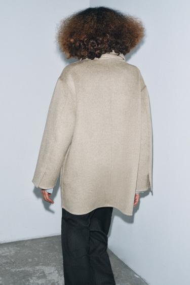 MANTEAU AVEC LAINE COL EFFET FOURRURE ZW COLLECTION - Marron clair de Zara - Image 5