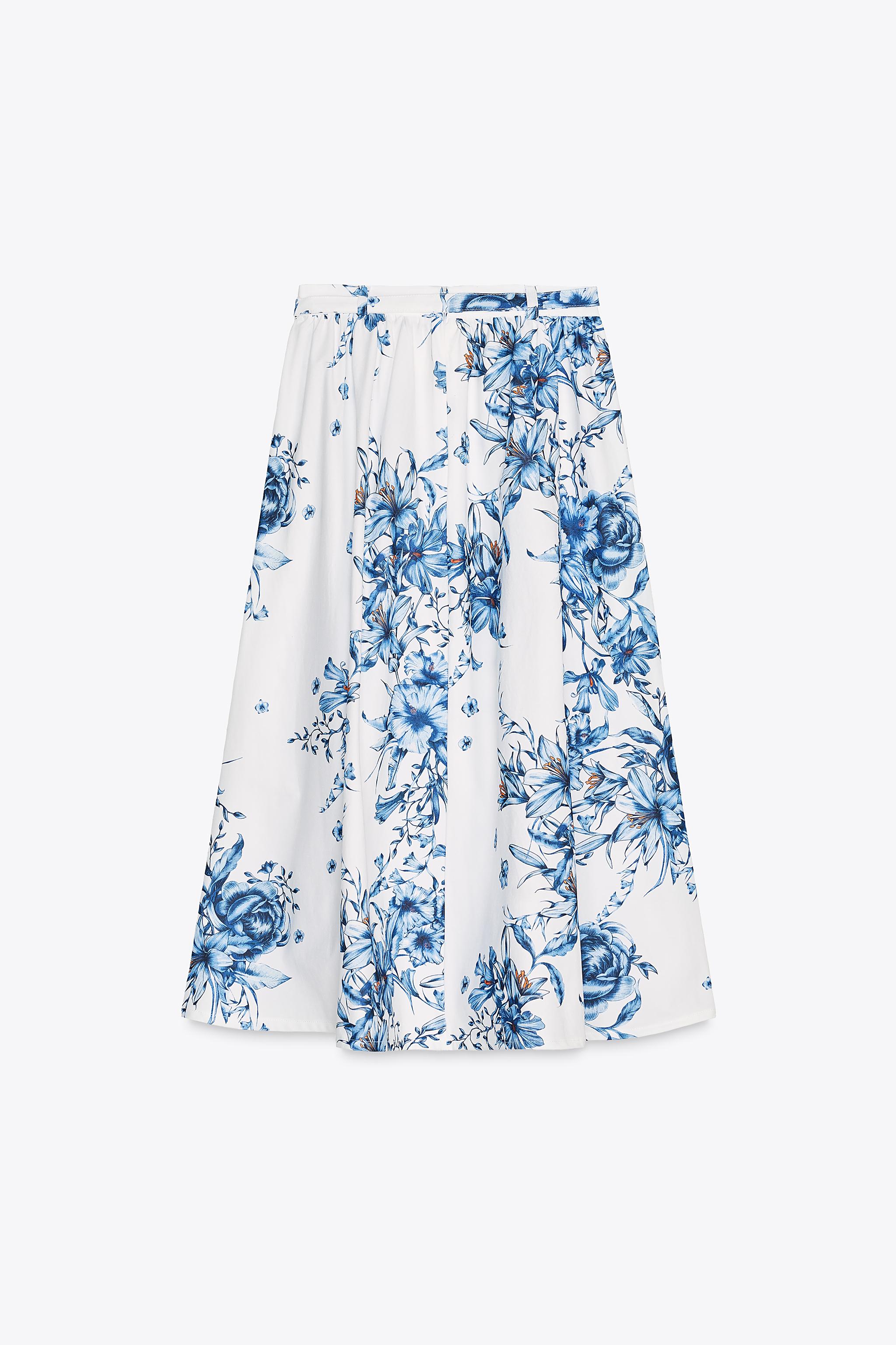 【ZARA】プリント柄ロングスカート 5039/130/112 プリント柄ロングスカート - ブルー | ZARA Japan / 日本