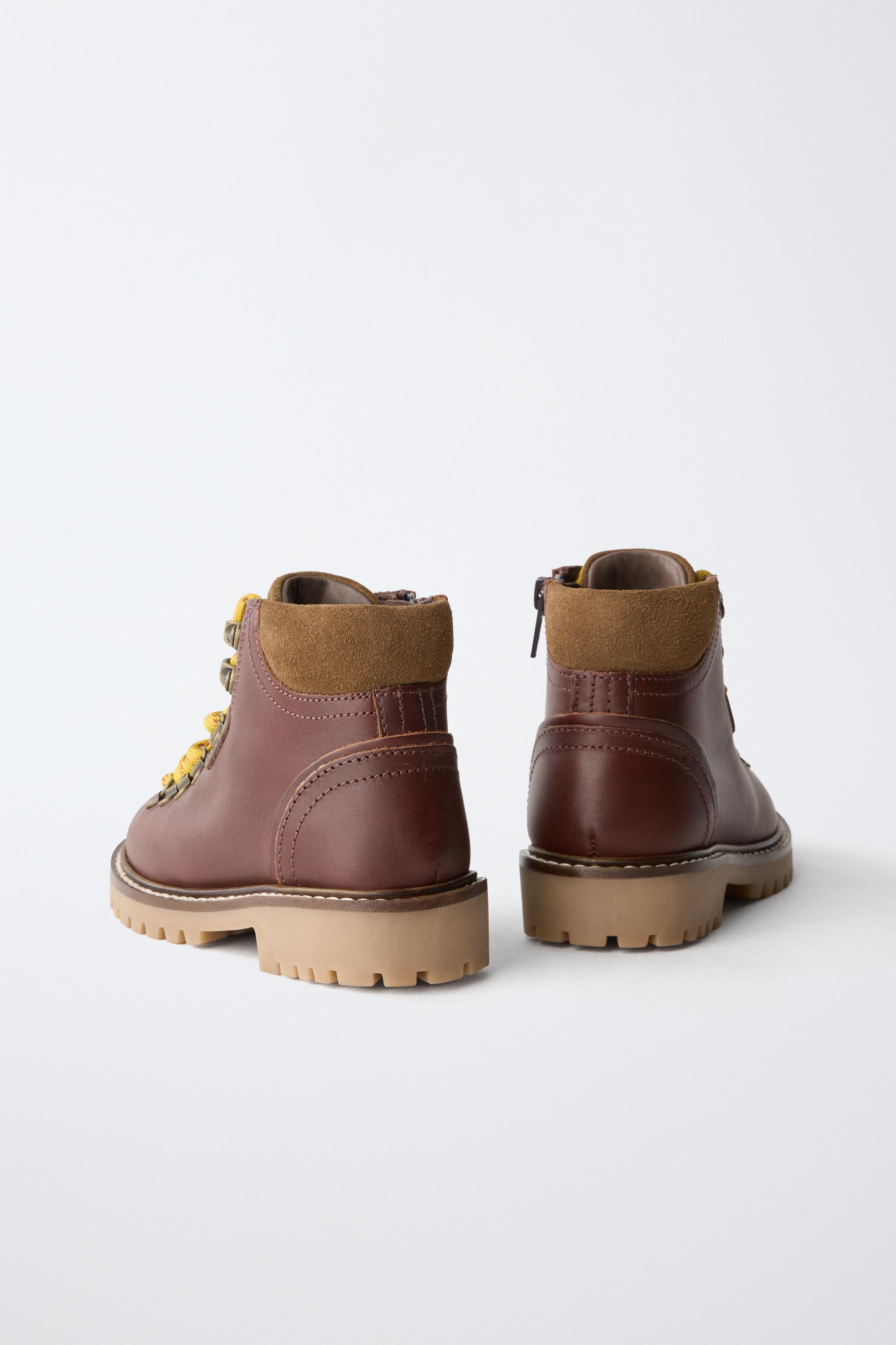 LEATHER MOUNTAIN BOOTS - Brown | ZARA United States