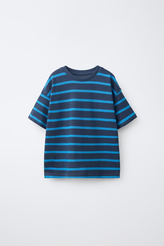 CAMISETA HEAVY WEIGHT RAYAS - Azulón de Zara - Imagen 0
