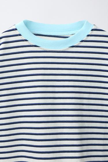 ZARA TIMELESS - T-SHIRT RAYURES COL CONTRASTE - Écru / Bleu de Zara - Image 5