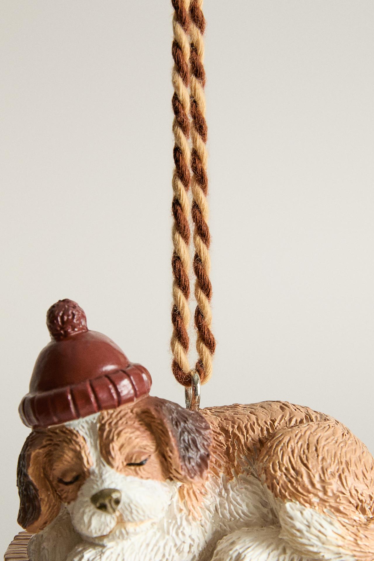 DOG SLEIGH CHRISTMAS TREE ORNAMENT — Brown