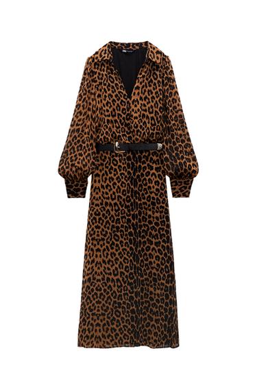 BELTED ANIMAL PRINT DRESS