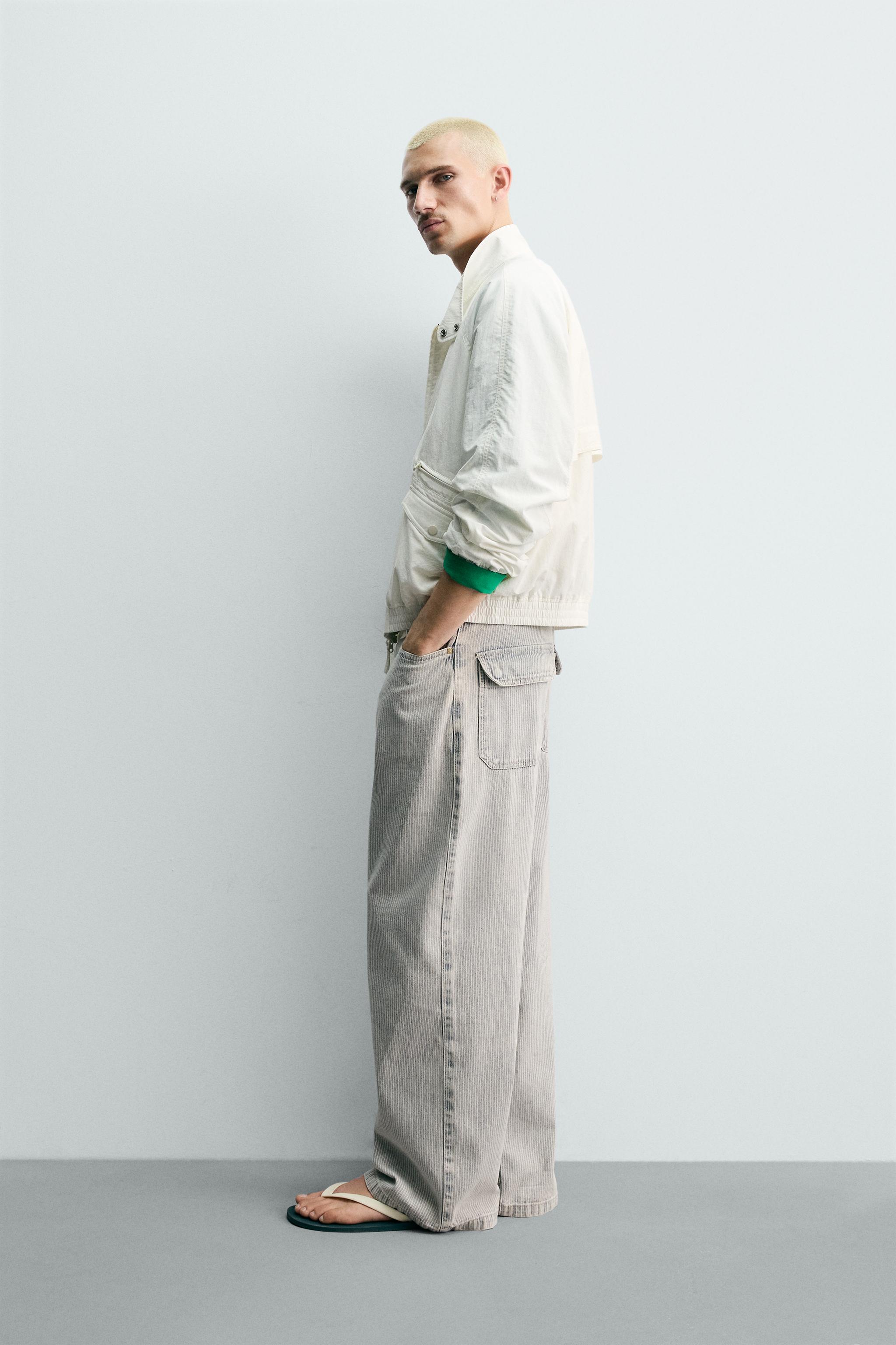 RELAXED STRAIGHT FIT STRIPED PANTS
