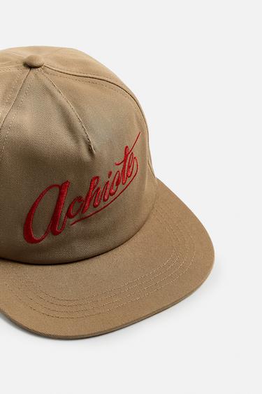 FLAT PEAK EMBROIDERED CAP - camel by Zara - Image 6