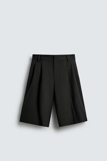 BERMUDA WIDE FIT PLIEGUES - Negro de Zara - Imagen 0