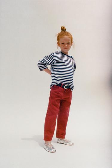 T-SHIRT À RAYURES ET CŒUR BRODÉ - Bleu de Zara