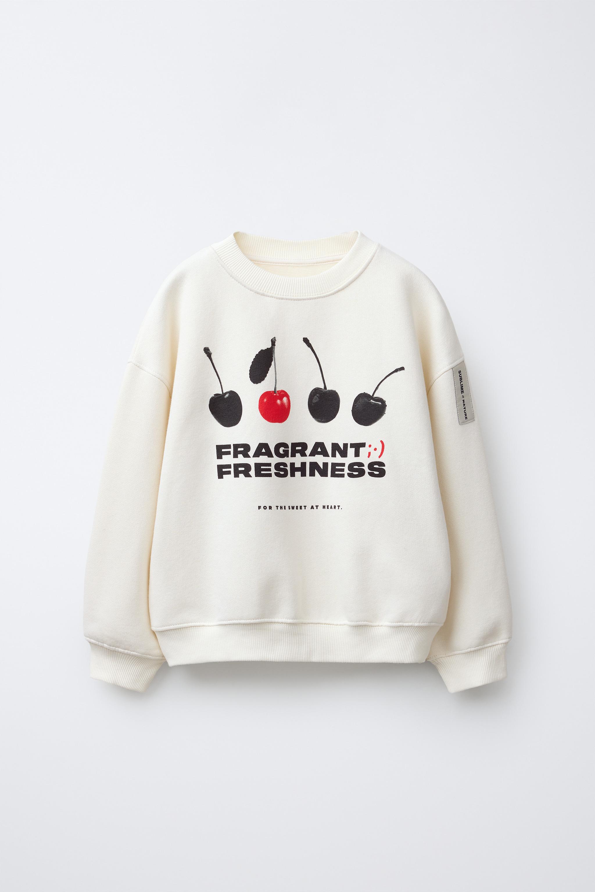 CHERRY AND TEXT SWEATSHIRT - Ecru | ZARA United States