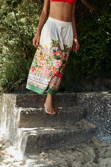 PRINTED LAYERED MIDI SKIRT - Multicoloured by Zara - Image 5