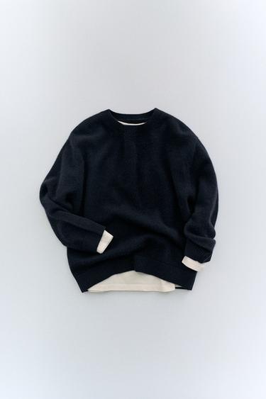 100% CASHMERE KNIT SWEATER - Dark navy by Zara