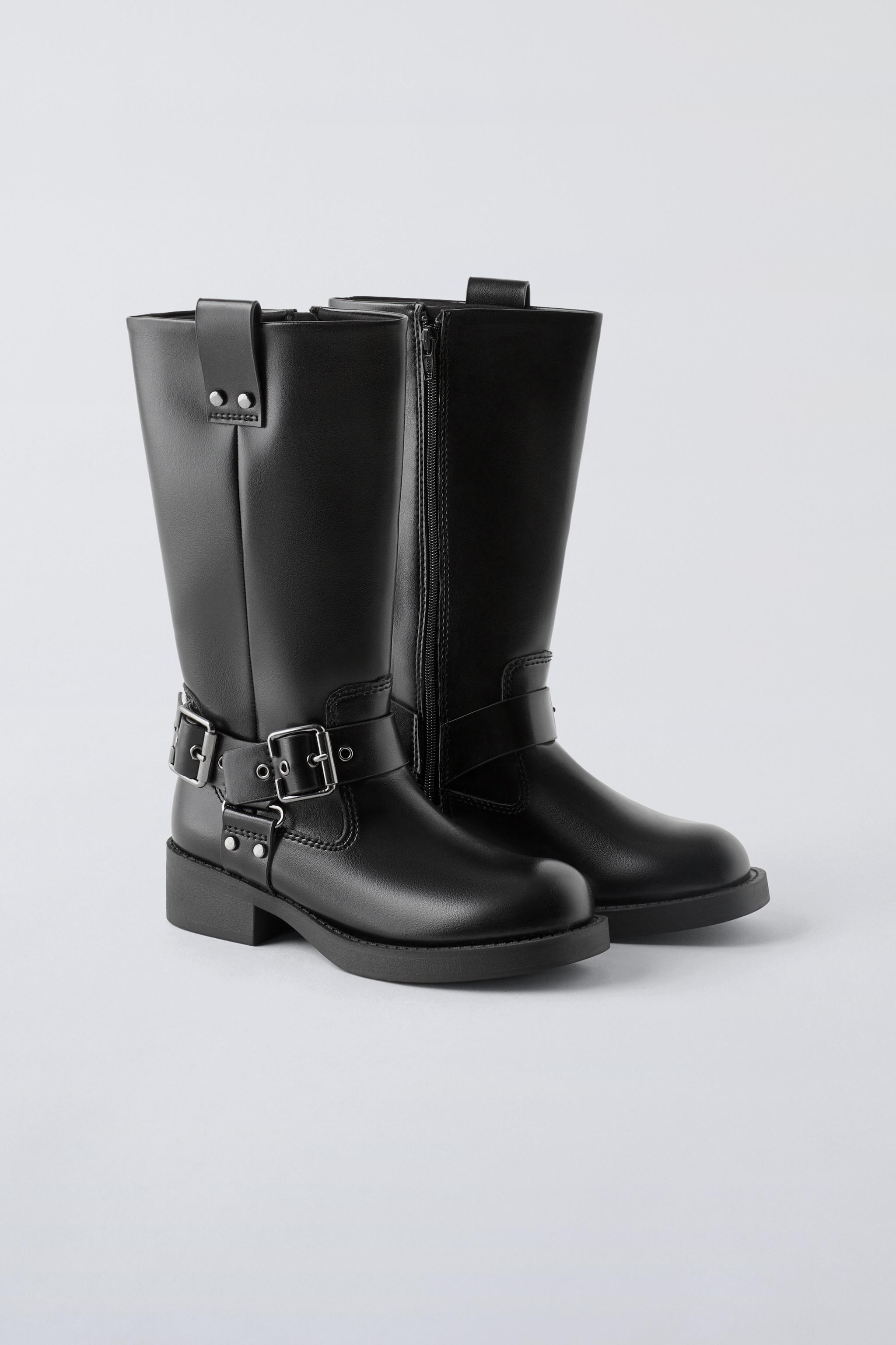 Leather biker boots fashion zara