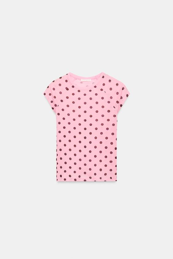 スーピマコットンショートスリーブTシャツピンク0ZaraのスーピマコットンショートスリーブTシャツ - ピンク - 画像 0