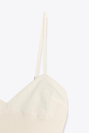 POPLIN CONTRAST DRESS - Ecru by Zara - Image 7