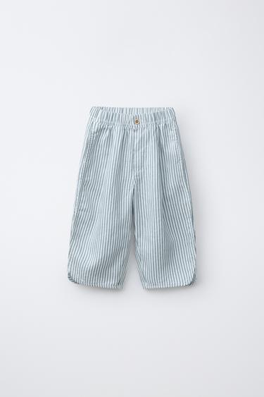 БРЮКИ ИЗ 100% ЛЬНА В ПОЛОСКУ — B от Zara — изображение 0