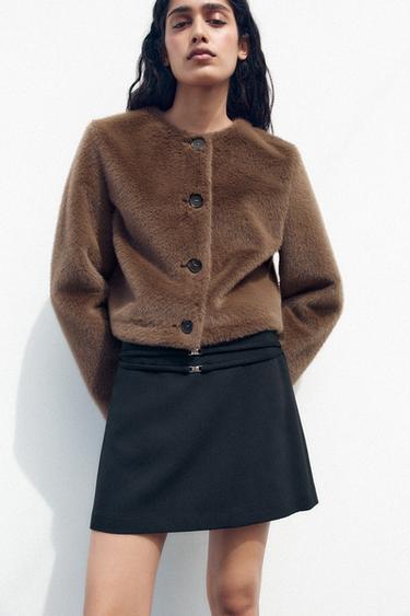 CAZADORA EFECTO PELO - Marrón de Zara