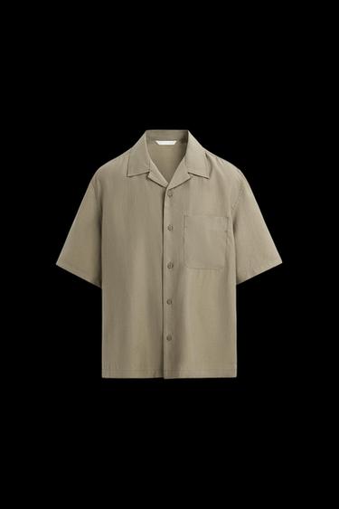 Zara LYOCELL BLEND SHIRT - Khaki - Image 0