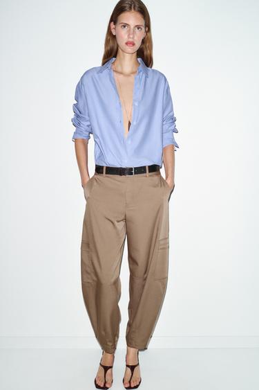 HIGH-WAIST CARGO TROUSERS - camel by Zara