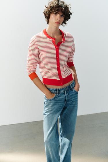 CHAQUETA PUNTO RAYAS BOTÓN CORAZÓN - Multicolor de Zara