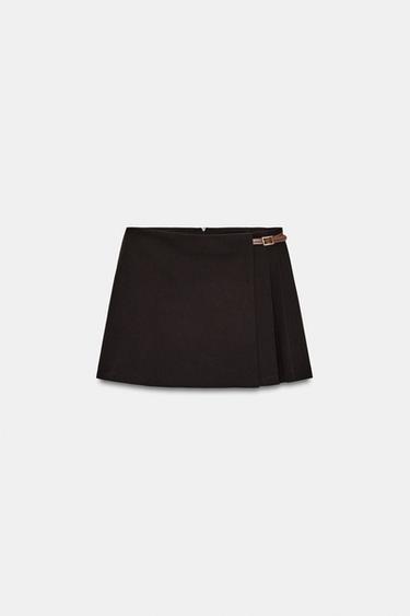 MINI SKIRT WITH TAB - Brown by Zara