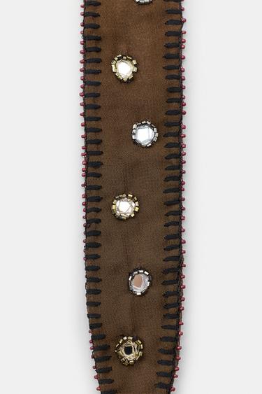 MIRROR DETAIL SCARF WITH CONTRAST STITCHING - Brown by Zara - Image 2