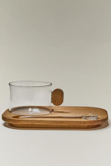 BOROSILICATE MUG WITH TRAY - Transparent by Zara