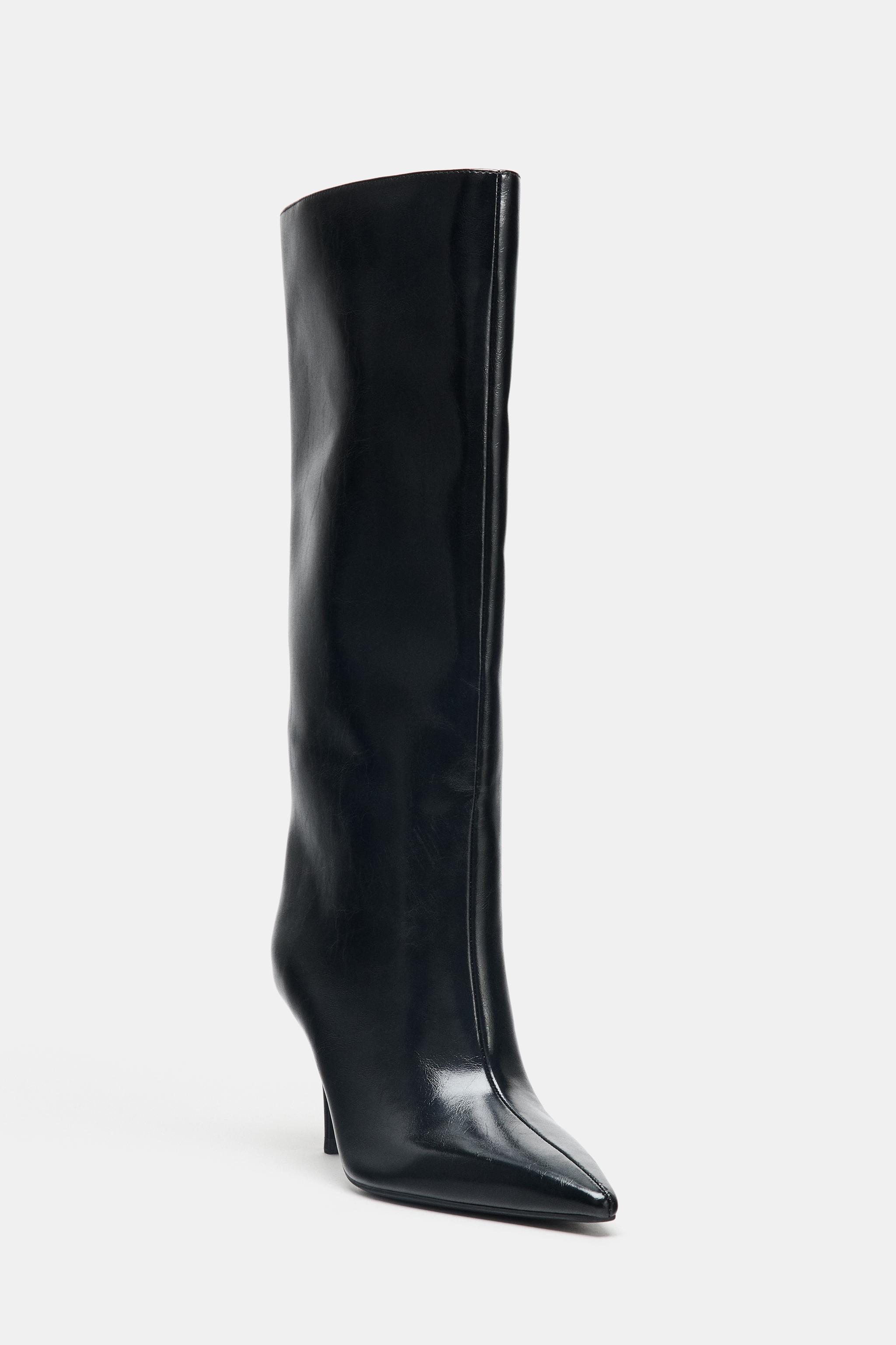 ZARA 新品未使用タグ付き　ブラック ニーハイブーツ ZARA ザラ ニーハイブーツ ブラック 39 - メルカリ