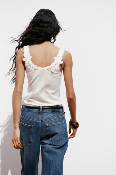 CROCHET STRAP TOP - White by Zara - Image 3
