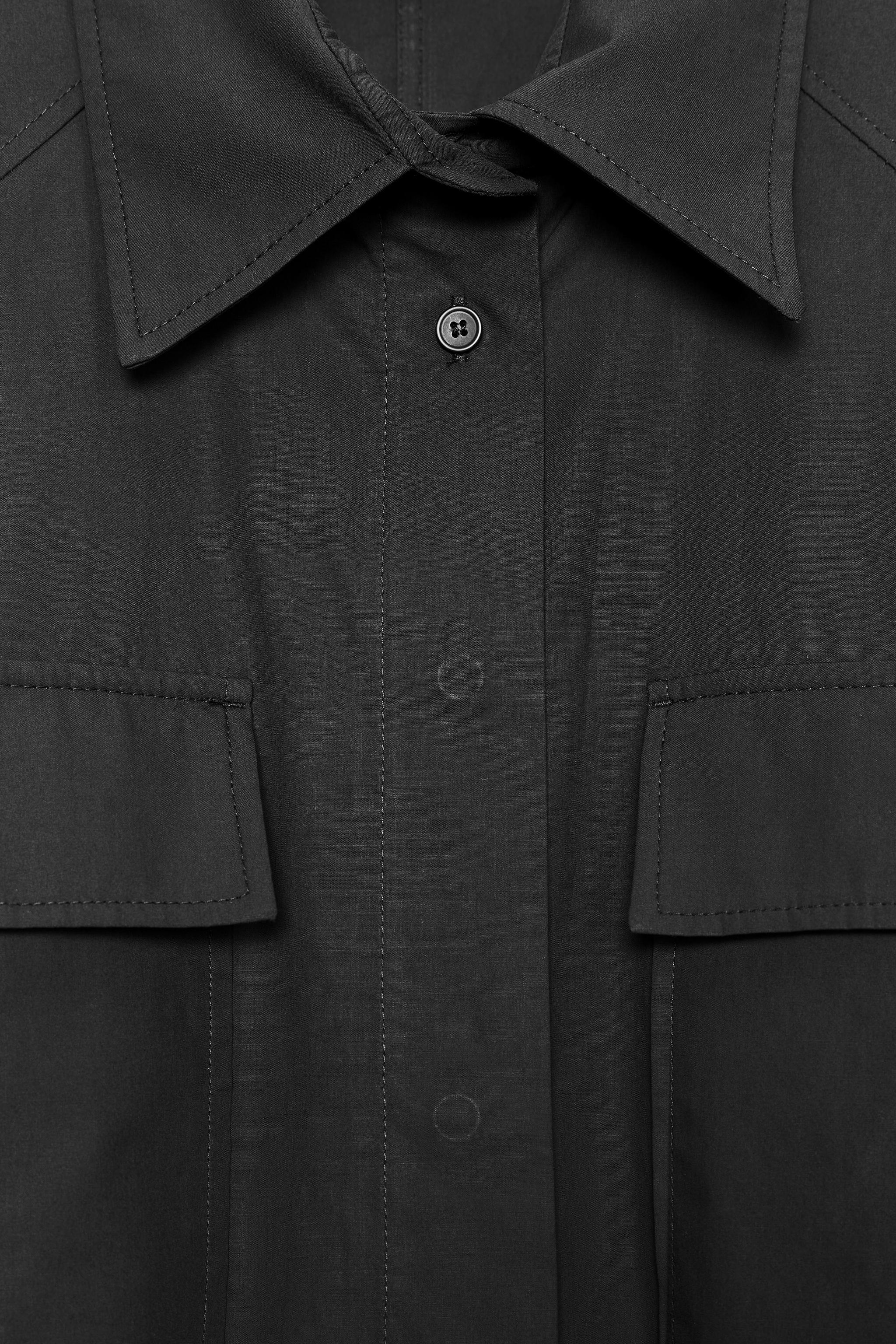 CHEMISE EN POPELINE À CEINTURE