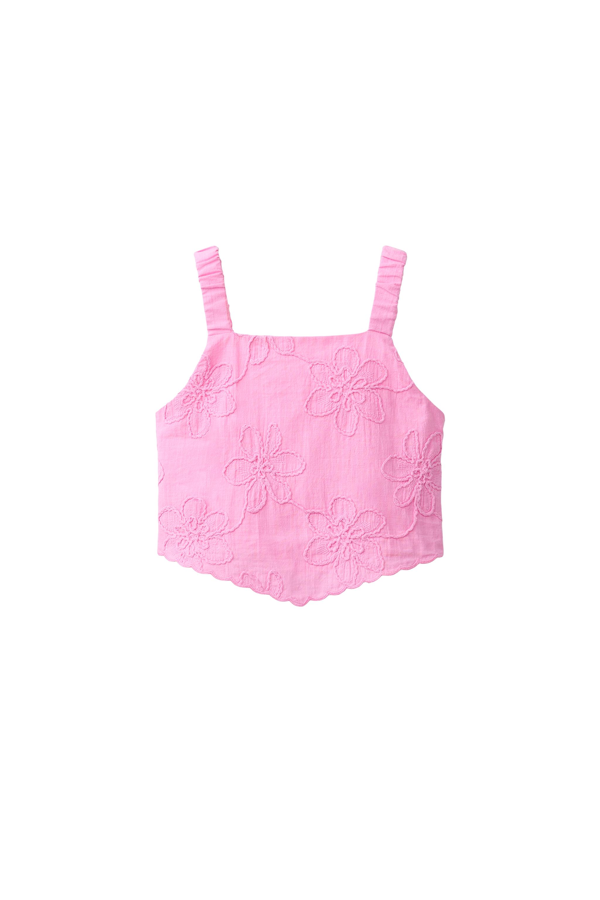 EMBROIDERED FLORAL TOP - Mid-pink | ZARA Canada