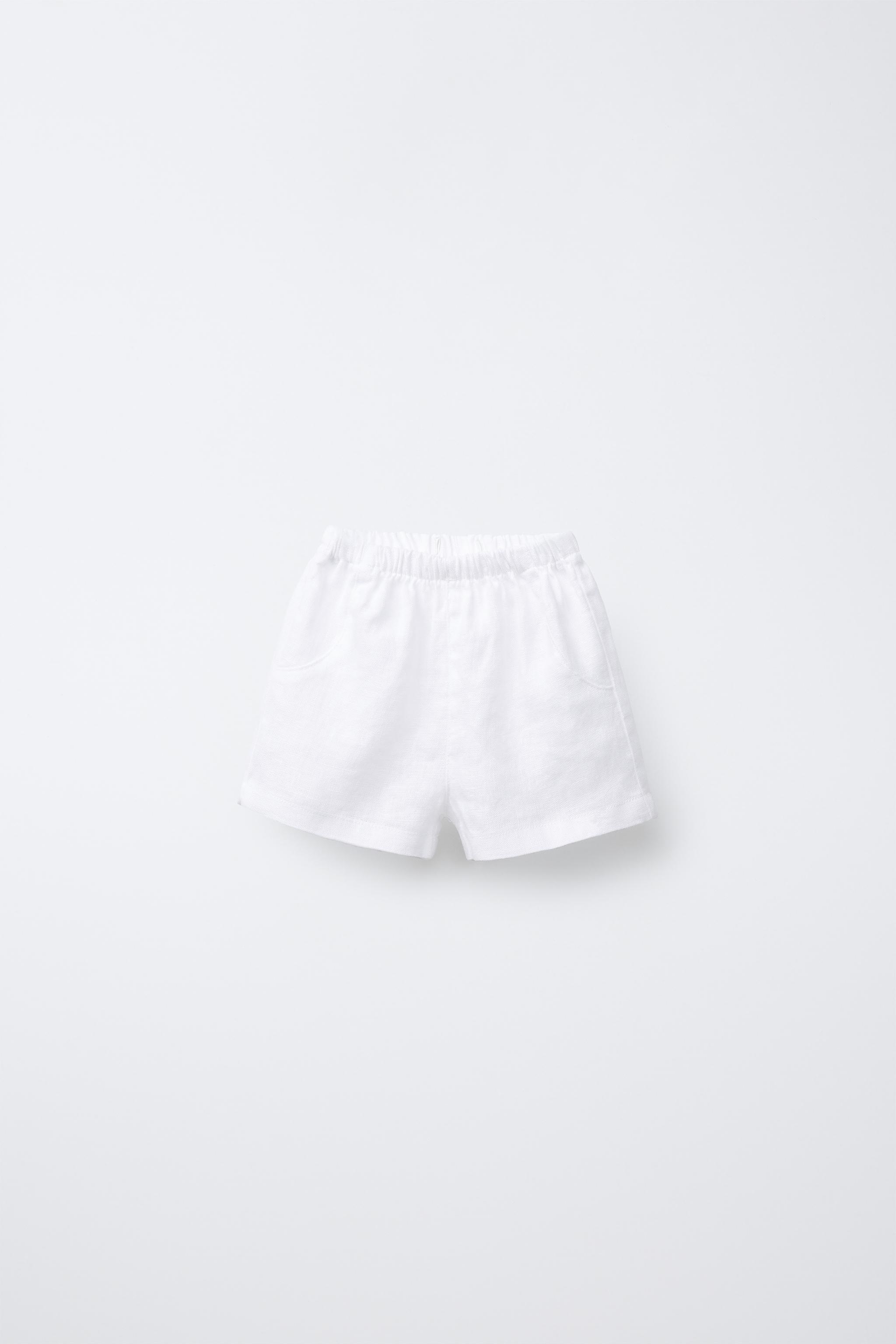 バミューダパンツ、リネン100％ - ホワイト | ZARA Japan / 日本