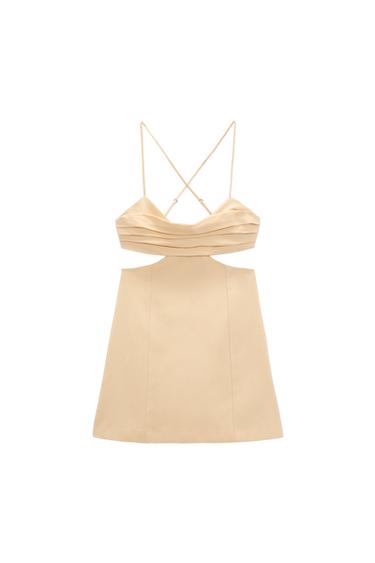 LINEN BLEND DRESS WITH CUT-OUT