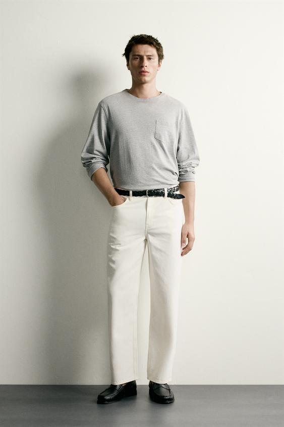 JEANS STRAIGHT FIT - Branco-marfim da Zara - Imagem 0
