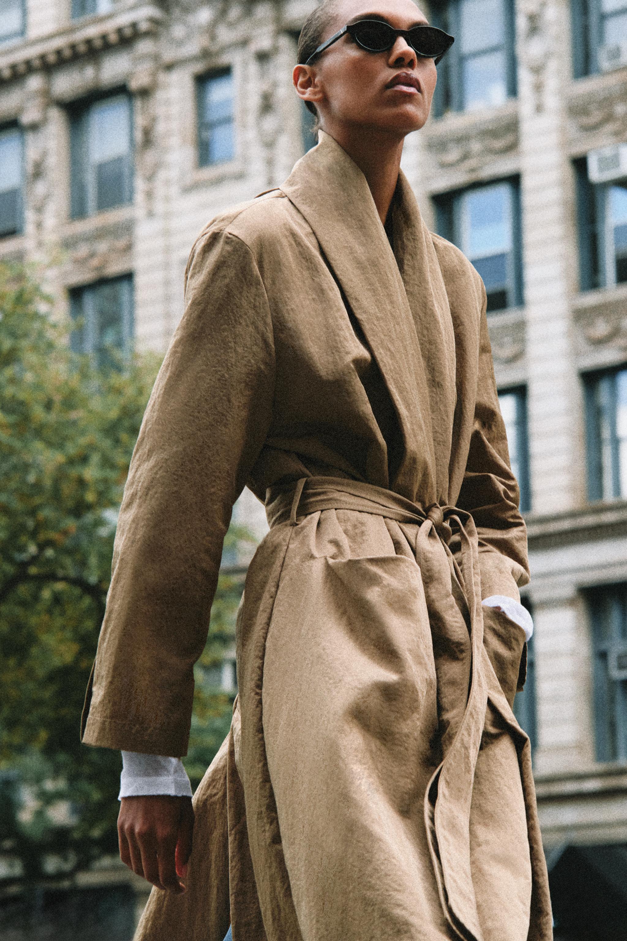 Zara ZW COLLECTION KEMERLİ TRENÇKOT