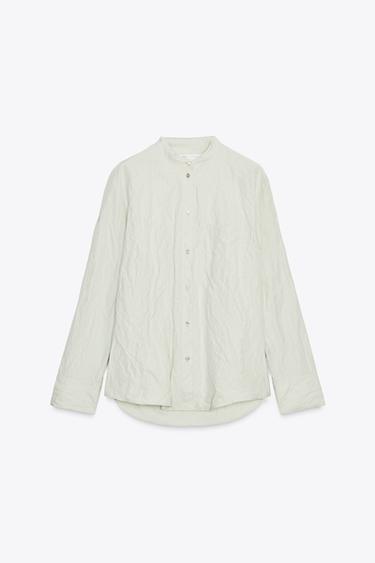 Zara ZW COLLECTION CRINKLED STRIPED SHIRT - striped