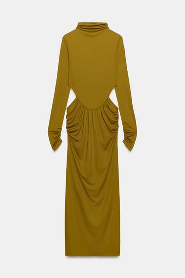 ROBE FLUIDE CUT OUT - Vert huile de Zara - Image 4