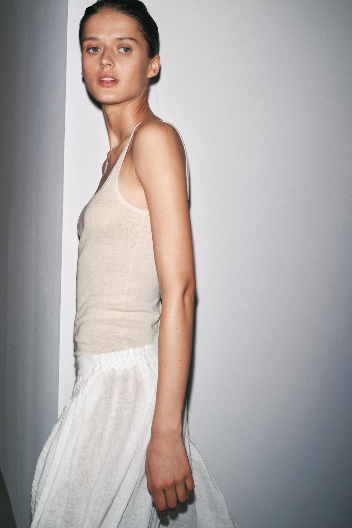 RIBBED LINEN BLEND T-SHIRT