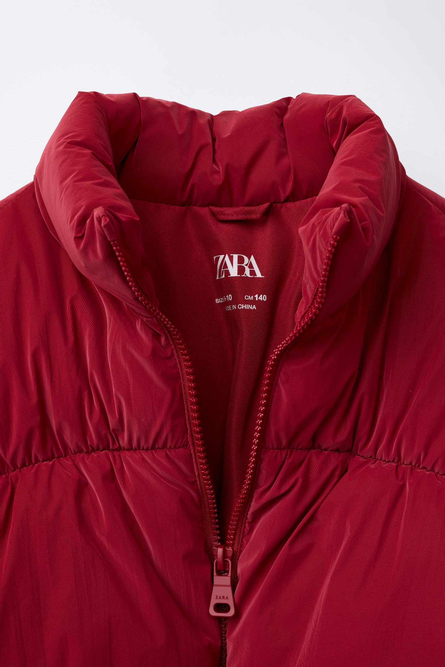 Детская куртка Zara Rubberized Puffer, цвет: Красный — фото 7