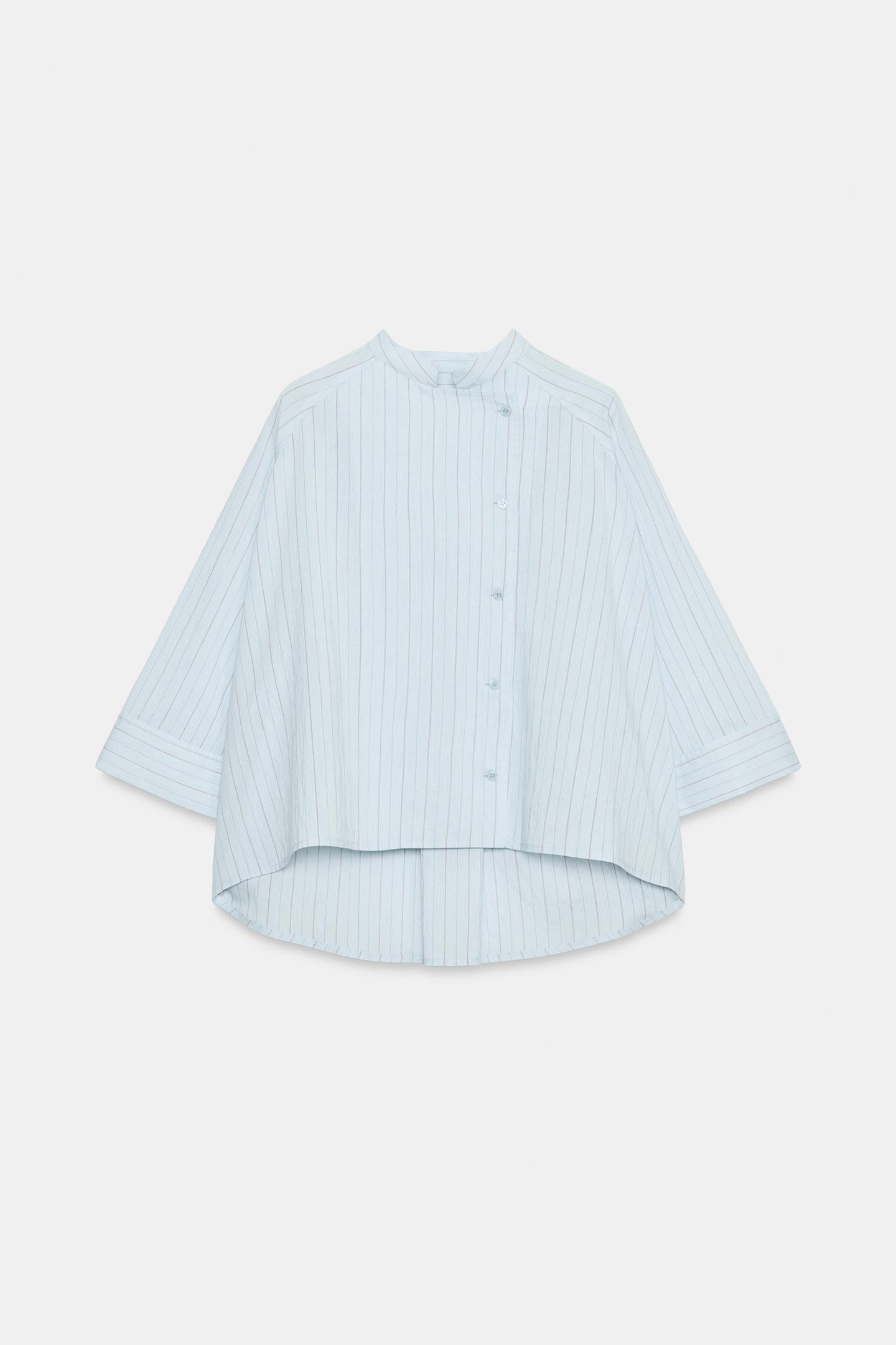 Женская рубашка Zara ZW Collection Asymmetrical Striped, цвет: Синий — фото 5