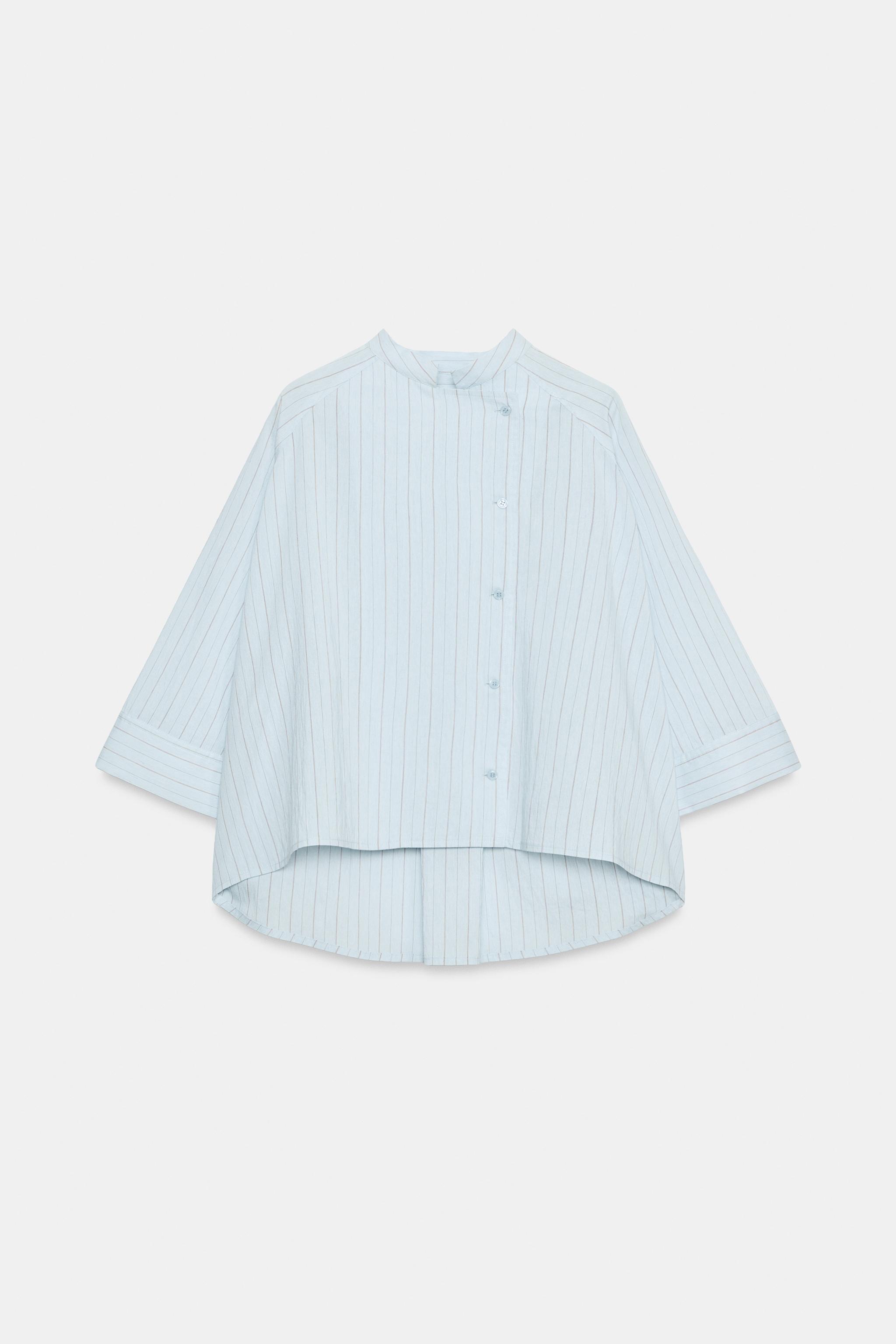 Женские рубашки Zara ZW COLLECTION ASYMMETRICAL STRIPED SHIRT — фото 5