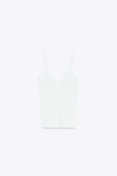 POINTELLE TOP - Light ecru by Zara - Image 3